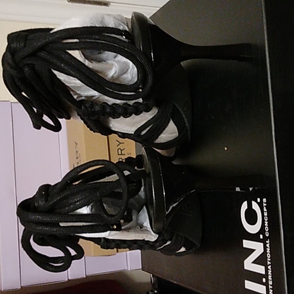 I•N•C International concepts ankle lace up high heels braided design. - Picture 4 of 5